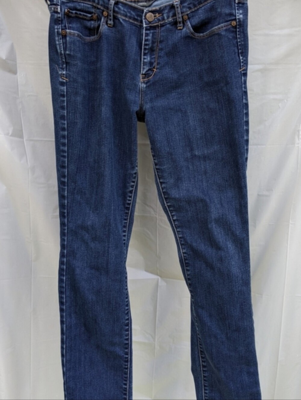 Abercrombie & Fitch Blue Stretch Denim Jeans with Tan Stitching
